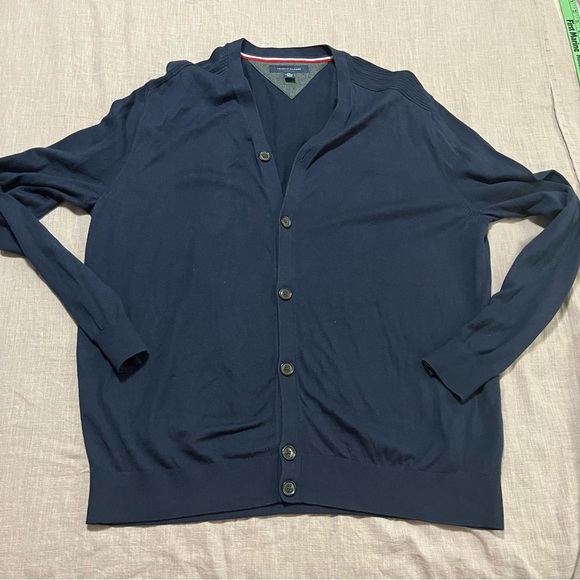 Tommy Hilfiger Navy Men's Button Cardigan Size XXL Grandpa Sweater Old Money - Picture 2 of 6